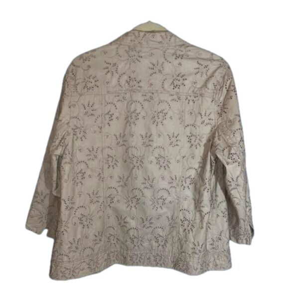 Coldwater Creek Tan Eyelet Embroidered Jacket Medium - Picture 2 of 11